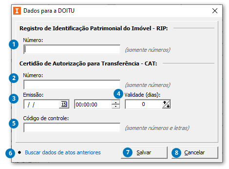 Dados para a DOITU