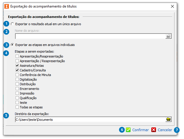 Exportação do acompanhamento de títulos