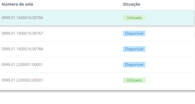 3. Lista de selos