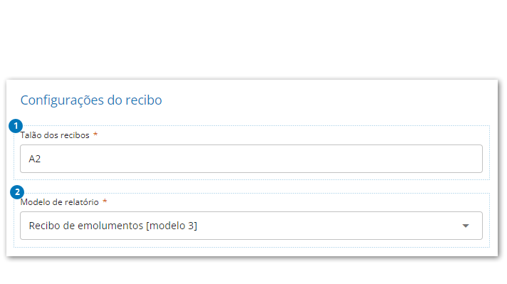 Configurações do recibo
