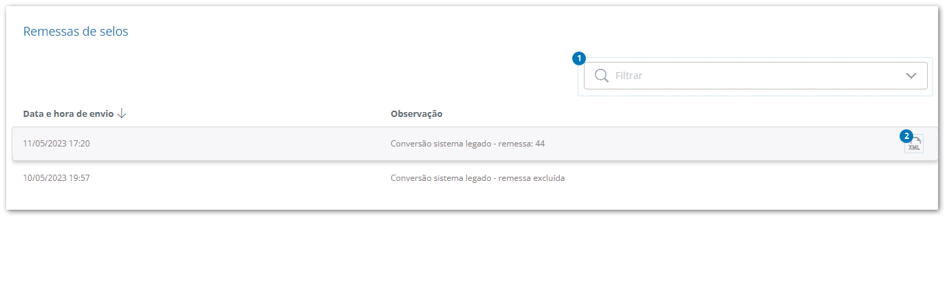 Remessas de selos