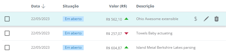 6. Lista de movimentação financeira