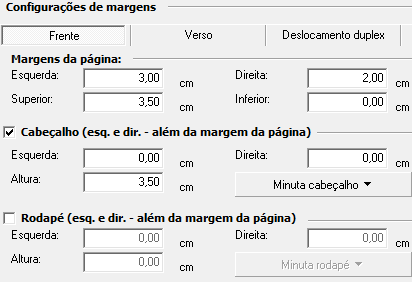 2. Configurações de margens