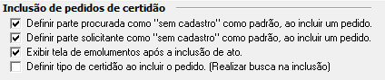 1. Inclusão de pedidos de certidão