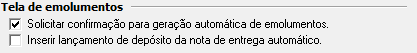 1. Tela de emolumentos