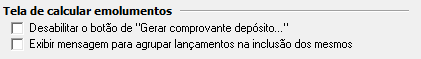 2. Tela de calcular emolumentos