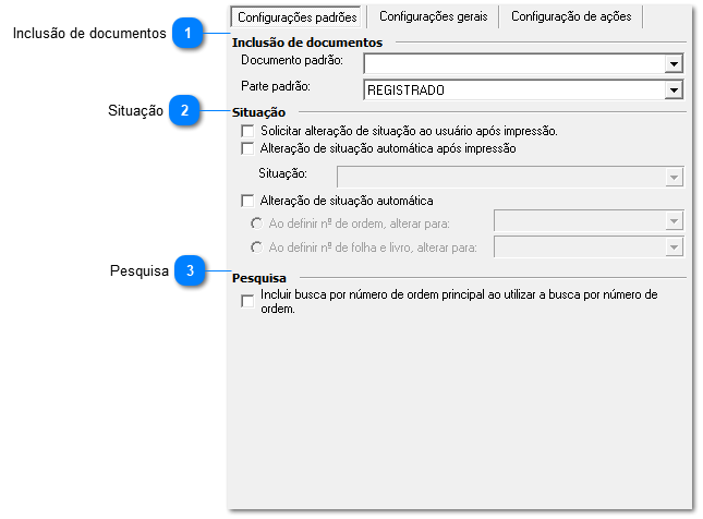 Configurações padrões 