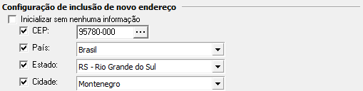 1. Inclusão de novo endereço