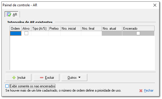 Painel de controle - AR...