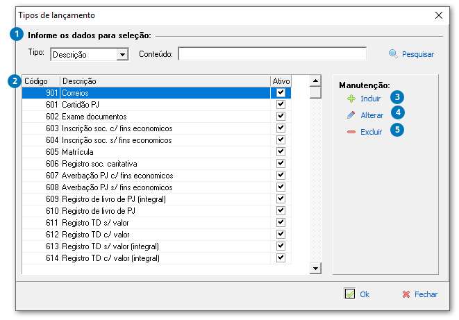 Tipos de lançamento
